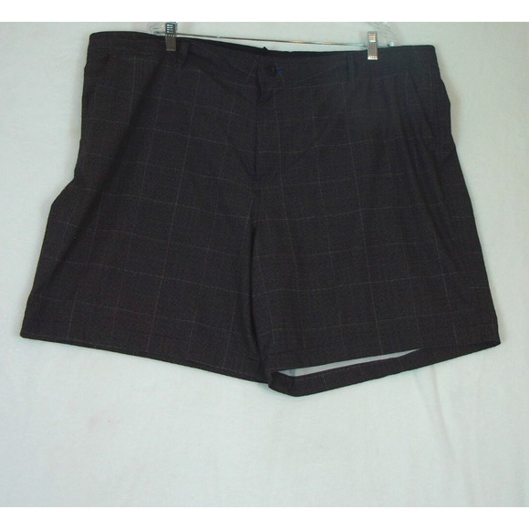 George Wet Dry Charcoal Checked Polyester Chino‎ Shorts Men Size 46 - Picture 1 of 8